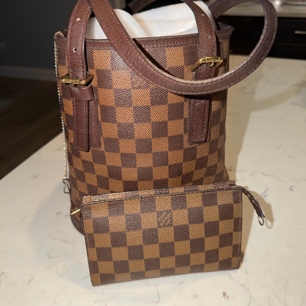 Brown Checkered Tote Bag